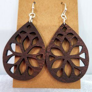 Handmade baltic birch wood earrings, New, Laser cut.